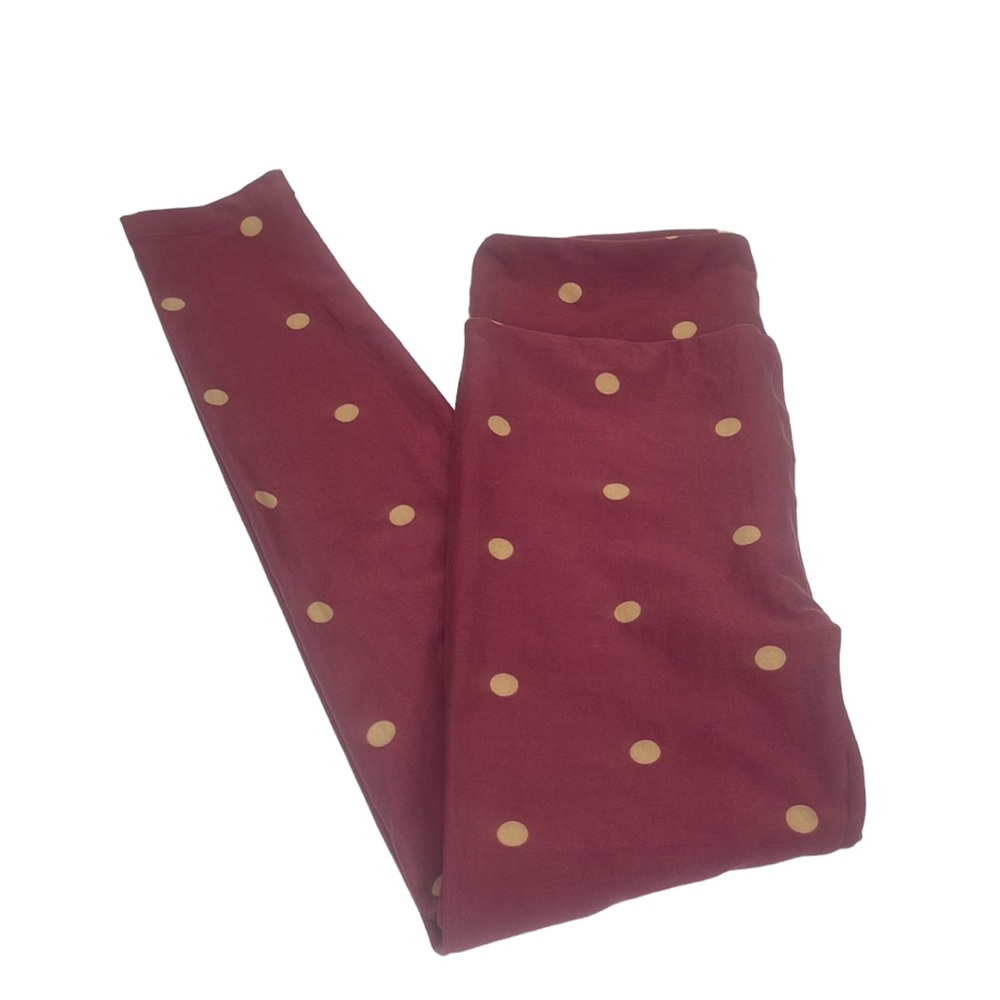 Butter Soft Pink With Tan Polka Dots Design LuLaRoe Comfy Leggings One Size